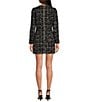 Gianni Bini Lissy Tweed Scoop Neck Long Sleeve Button Front Mini Shirt Dress, Color:Black/White - Image 2