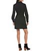 Color:Black - Image 2 - Connie Long Sleeve Collar Button Down Belted Poplin Shirt Dress