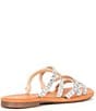 Color:Cafe Cream - Image 2 - LoreenTwo Rhinestone Embellished Strappy Flat Sandals
