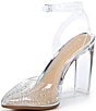 Color:Clear - Image 4 - Lorynne Jewel Embellished Clear Vinyl Block Heel Two Piece Pumps