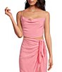 Color:Pop Pink - Image 1 - Lucia Woven Drape Neck Sleeveless Coordinating Crop Back Detail Scarf Top