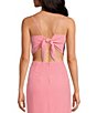 Color:Pop Pink - Image 2 - Lucia Woven Drape Neck Sleeveless Coordinating Crop Back Detail Scarf Top