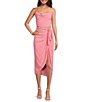 Color:Pop Pink - Image 3 - Lucia Woven Drape Neck Sleeveless Coordinating Crop Back Detail Scarf Top