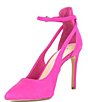 Color:Fiery Pink - Image 4 - Lulaa Suede Cut-Out Detail Dress Pumps