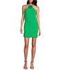 Color:Kelly Green - Image 1 - Lyla Halter Neck Matte Jersey Rosette Mini Dress