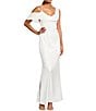 Gianni Bini Maeve Satin Asymmetrical Neck A-Line Dress, Color:White - Image 1
