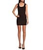 Gianni Bini Matilda Wool Blend Knit Ribbed Scoop Neck Bodycon Tank Mini Dress, Color:Chocolate - Image 1