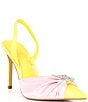 Color:Buzzy Yellow/Pretty Pink - Image 1 - Michah Satin Heart Embellished Slingback Pumps