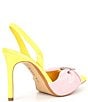 Color:Buzzy Yellow/Pretty Pink - Image 2 - Michah Satin Heart Embellished Slingback Pumps