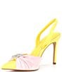 Color:Buzzy Yellow/Pretty Pink - Image 4 - Michah Satin Heart Embellished Slingback Pumps