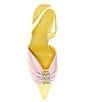 Color:Buzzy Yellow/Pretty Pink - Image 5 - Michah Satin Heart Embellished Slingback Pumps