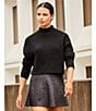 Gianni Bini Michelle Acrylic Mock Neck Long Sleeve Sweater Top, Color:Black - Image 7