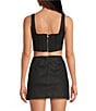 Gianni Bini Michelle Coated Denim Square Neckline Sleeveless Coordinating Corset Top, Color:Black - Image 2