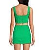 Color:Kelly Green - Image 2 - Michelle Linen Blend Square Neck Sleeveless Coordinating Corset Top