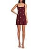 Gianni Bini Mika Crepe Square Neck Sleeveless Jewel A-Line Dress, Color:Burgundy - Image 1