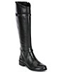 Color:Black - Image 1 - Mirrie Slim Calf Tall Block Heel Riding Boots