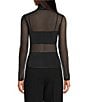 Gianni Bini Misha Mesh Long Sleeve Turtleneck Knit Top, Color:Black - Image 2