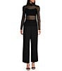Gianni Bini Misha Mesh Long Sleeve Turtleneck Knit Top, Color:Black - Image 3