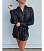 Color:Black - Image 3 - Noelle Sequin Point Collar Neck Button Front Shirt Dress