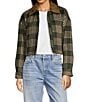 Gianni Bini North Brushed Plaid Suede Collar Bomber Jacket - Image 1