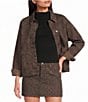 Gianni Bini Nova Leopard Print Collared Long Sleeve Denim Jacket - Image 1