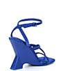 Color:Electric Blue - Image 2 - Novah Suede Square Toe Wedge Sandals