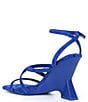 Color:Electric Blue - Image 3 - Novah Suede Square Toe Wedge Sandals