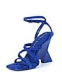 Color:Electric Blue - Image 4 - Novah Suede Square Toe Wedge Sandals