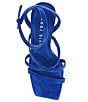 Color:Electric Blue - Image 5 - Novah Suede Square Toe Wedge Sandals