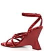 Color:Red Bank Brown - Image 3 - Novah Velvet Square Toe Wedge Sandals