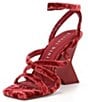 Color:Red Bank Brown - Image 4 - Novah Velvet Square Toe Wedge Sandals