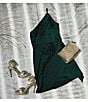 Color:Black - Image 5 - One Shoulder Sleeveless Spaghetti Strap Tie Waist Mini Wrap Dress