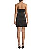 Color:Black - Image 2 - One Shoulder Sleeveless Spaghetti Strap Tie Waist Mini Wrap Dress