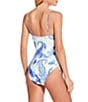 Gianni Bini Paisley Ruched Tie Side Low Sccop Back One Piece Swimsuit, Color:French Blue - Image 2