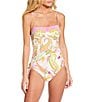 Gianni Bini Paisley Square Neck Ruched Tie Side One Piece Swimsuit, Color:Pink - Image 1