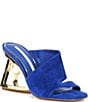 Color:Electric Blue - Image 1 - Paityn Suede Pearl Cut Out Curved Architectural Wedge Sandals