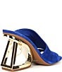 Color:Electric Blue - Image 2 - Paityn Suede Pearl Cut Out Curved Architectural Wedge Sandals