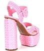 Color:Cotton Candy Pink - Image 2 - Pelle Raffia Platform Sandals