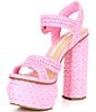 Color:Cotton Candy Pink - Image 4 - Pelle Raffia Platform Sandals