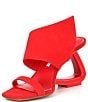 Color:Tangelo Red - Image 4 - Plumlee Asymmetrical Nubuck Architectural Wedge Sandals