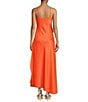 Color:Mandarin - Image 2 - Quinn Ruffle Draped V-Neck Sleeveless Satin Dress