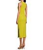Color:Chartreuse - Image 3 - Knit Round Neck Sleeveless Racer Thigh High Side Slit Midi Sheath Bodycon Dress