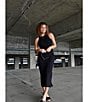 Color:Black - Image 4 - Knit Round Neck Sleeveless Racer Thigh High Side Slit Midi Sheath Bodycon Dress