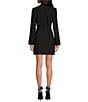 Color:Black - Image 2 - Raina Notch Collar Long Sleeve Tie Waist Blazer Wrap Dress