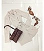 Color:Ecru - Image 3 - Raina Notch Collar Long Sleeve Tie Waist Blazer Wrap Dress
