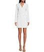 Color:White - Image 1 - Raina Notch Collar Long Sleeve Tie Waist Blazer Wrap Dress