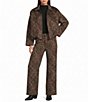 Gianni Bini Raine Tiger Printed Wide Leg Coordinating Wool Blend Pants - Image 3