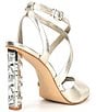 Color:Metallic Sand Gold - Image 2 - Randall Leather Strappy Jeweled Heel Dress Sandals