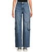 Color:Mid Wash - Image 1 - Raya High Rise Wide Leg Cargo Jean