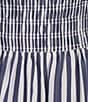 Gianni Bini Renee Stripe Smocked Square Neck Dress, Color:White/Blue - Image 3
